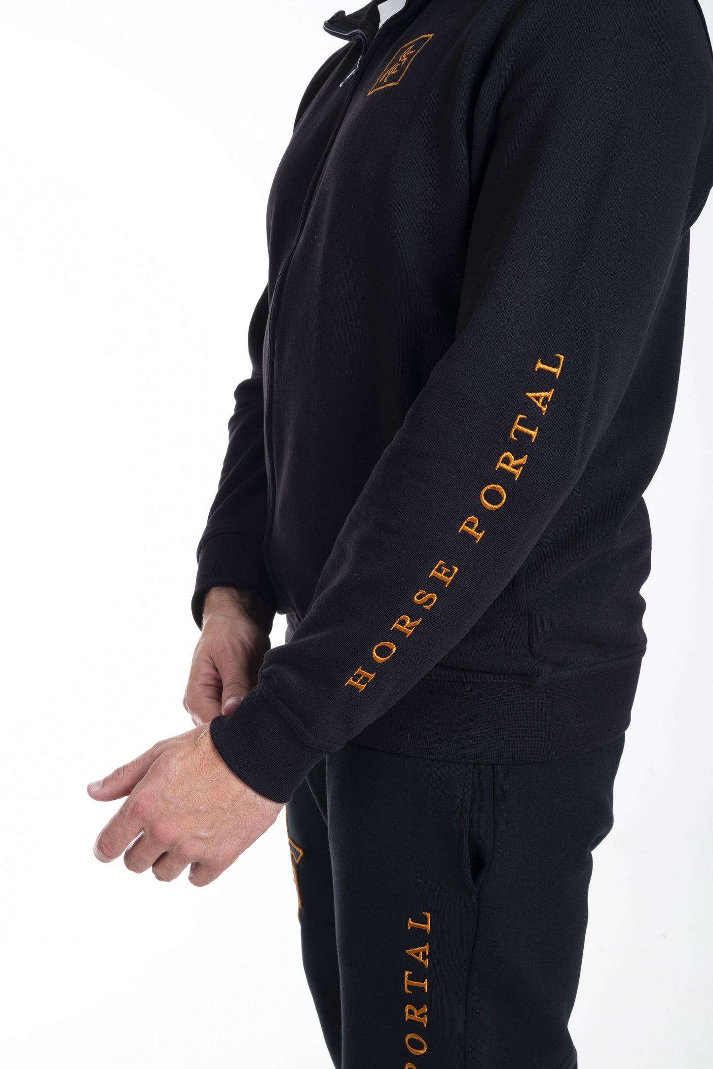 Men's Black Full zip Sweatshirt Bronze Logo