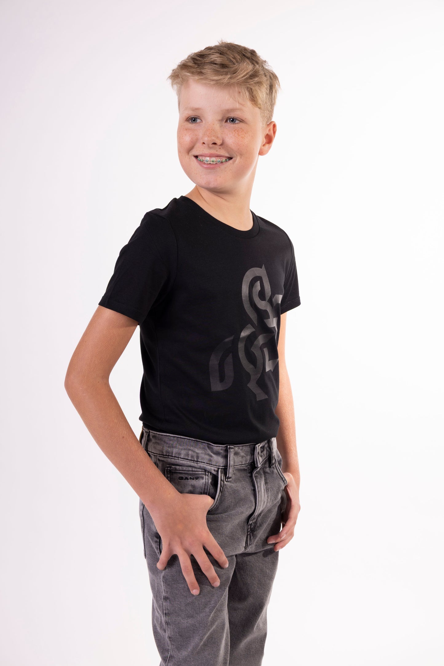 Kids' Black T-Shirt Black Logo