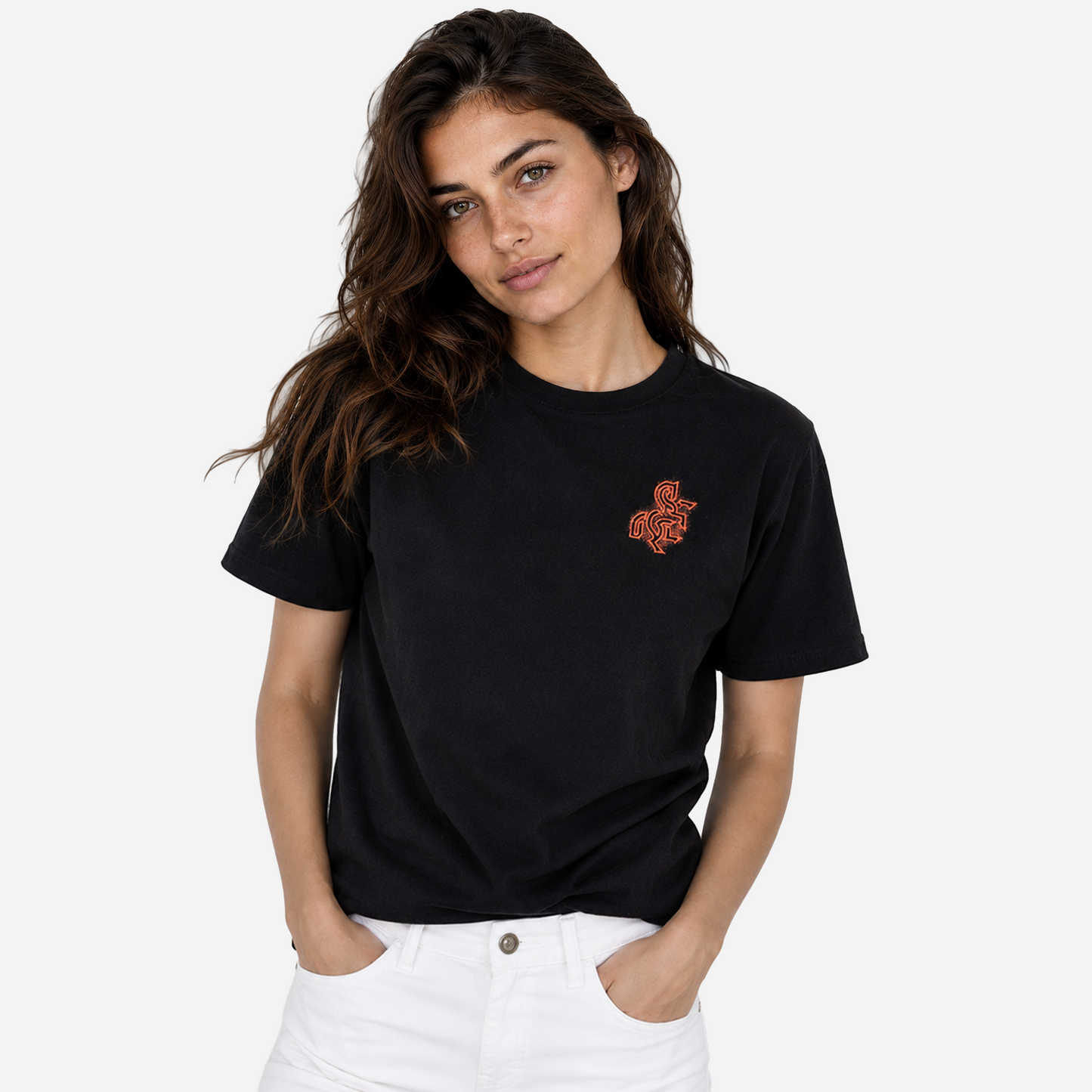 Women's Black T-shirt with a Bronze Logo