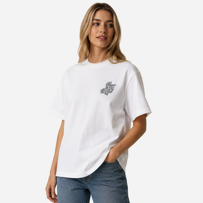 Women's White T-shirt with a Black Logo