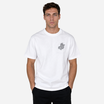 Men's White T-shirt with a Black Logo