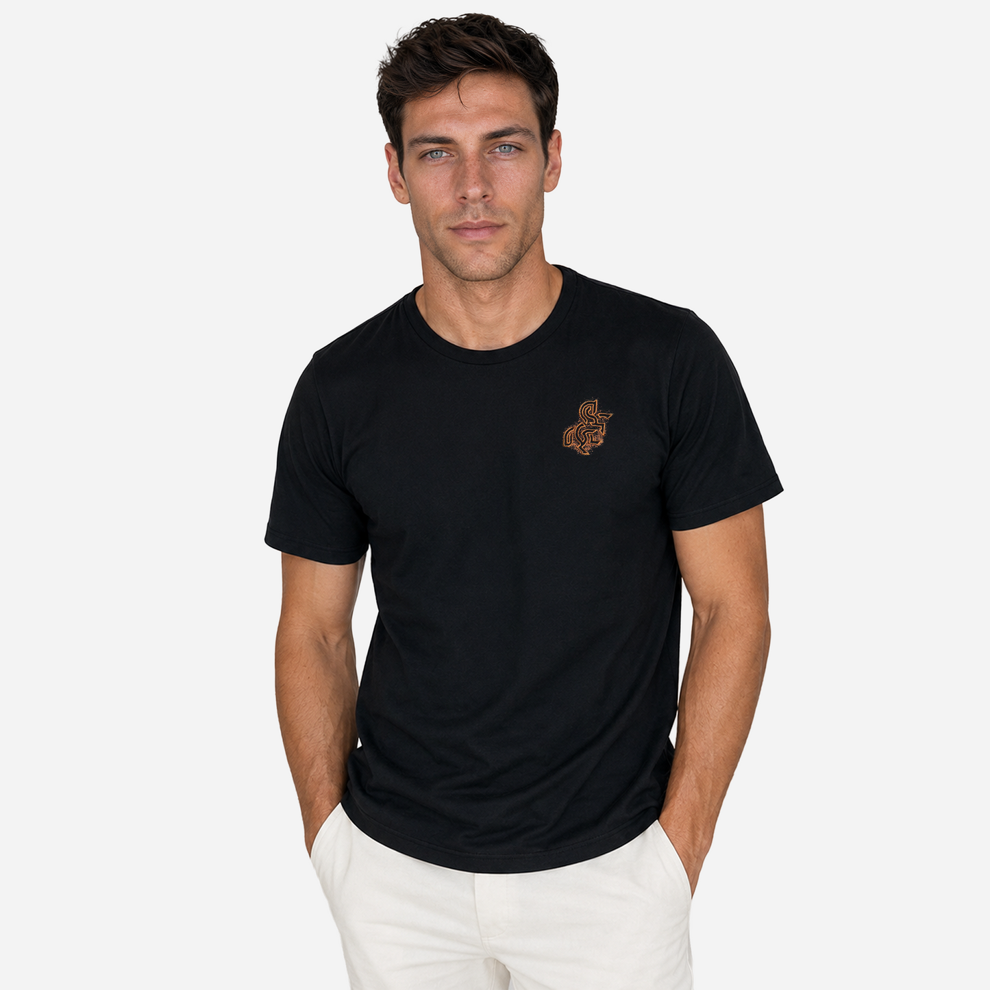 Men's Black T-shirt with a Bronze Logo