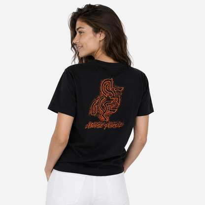 Women's Black T-shirt with a Bronze Logo