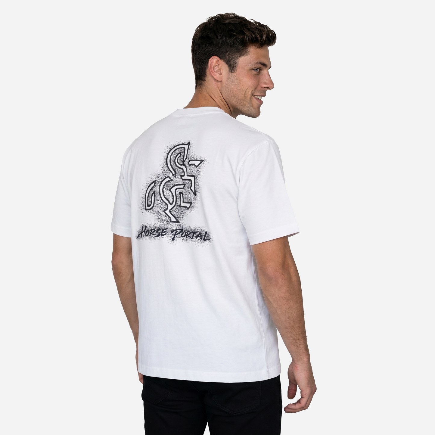 Men's White T-shirt with a Black Logo