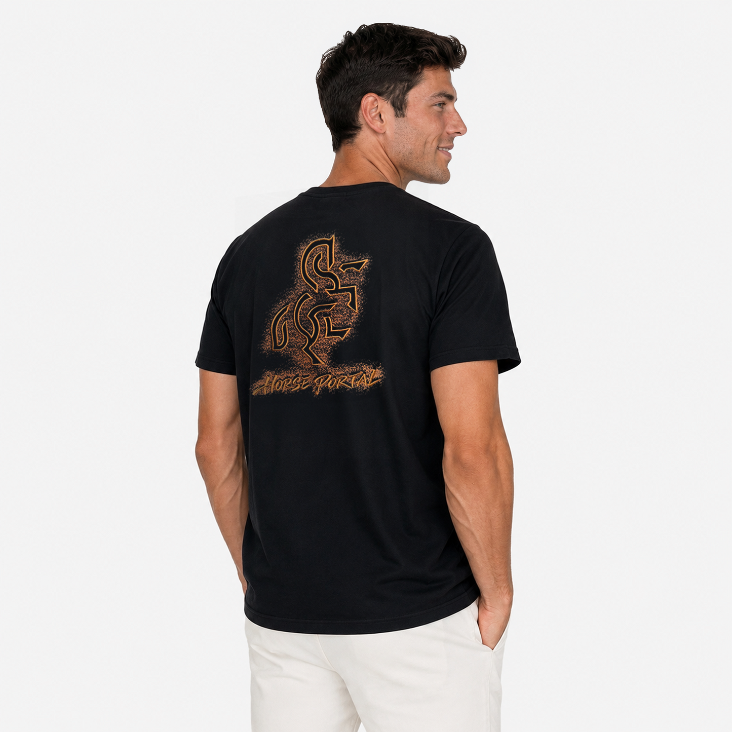 Men's Black T-shirt with a Bronze Logo