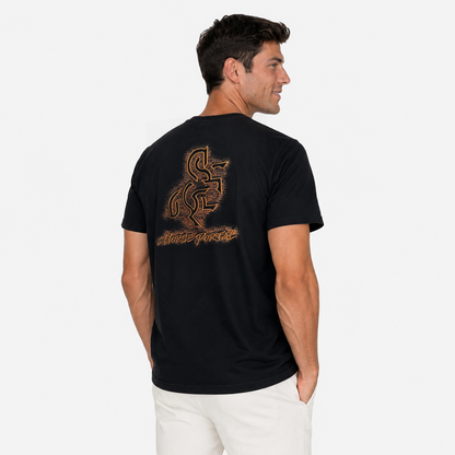 Men's Black T-shirt with a Bronze Logo