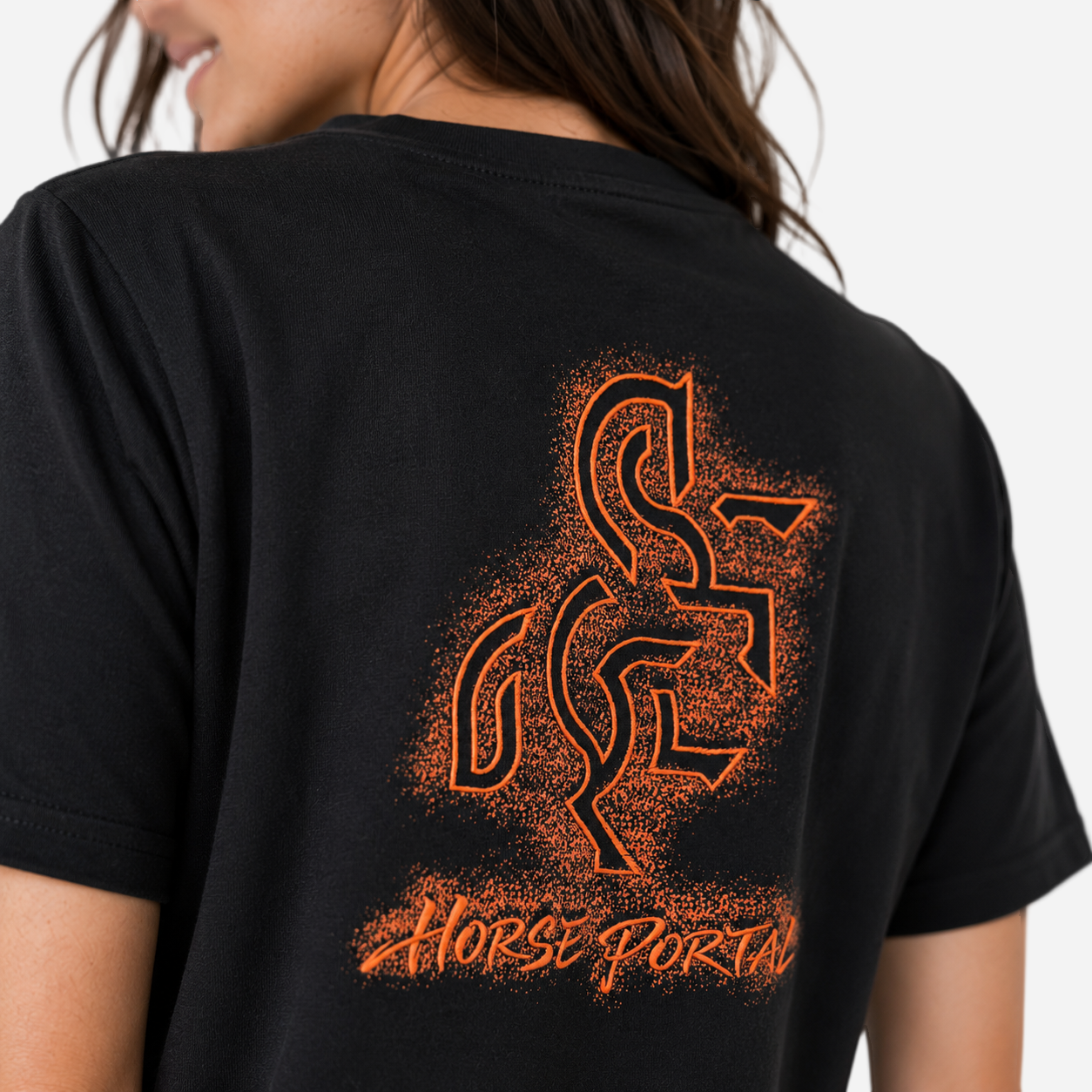 Women's Black T-shirt with a Bronze Logo
