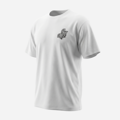 Men's White T-shirt with a Black Logo