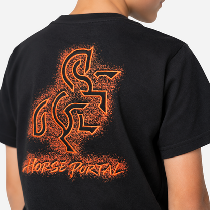 Boys' Black T-shirt with a Bronze Logo
