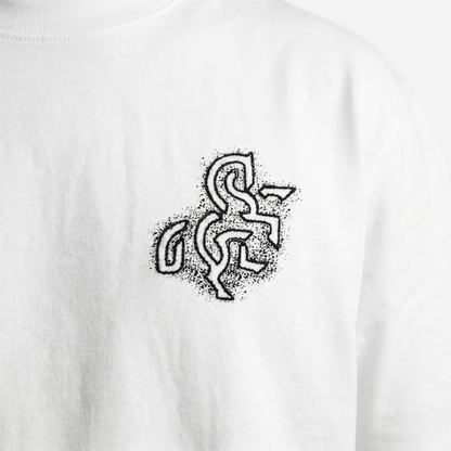 Men's White T-shirt with a Black Logo