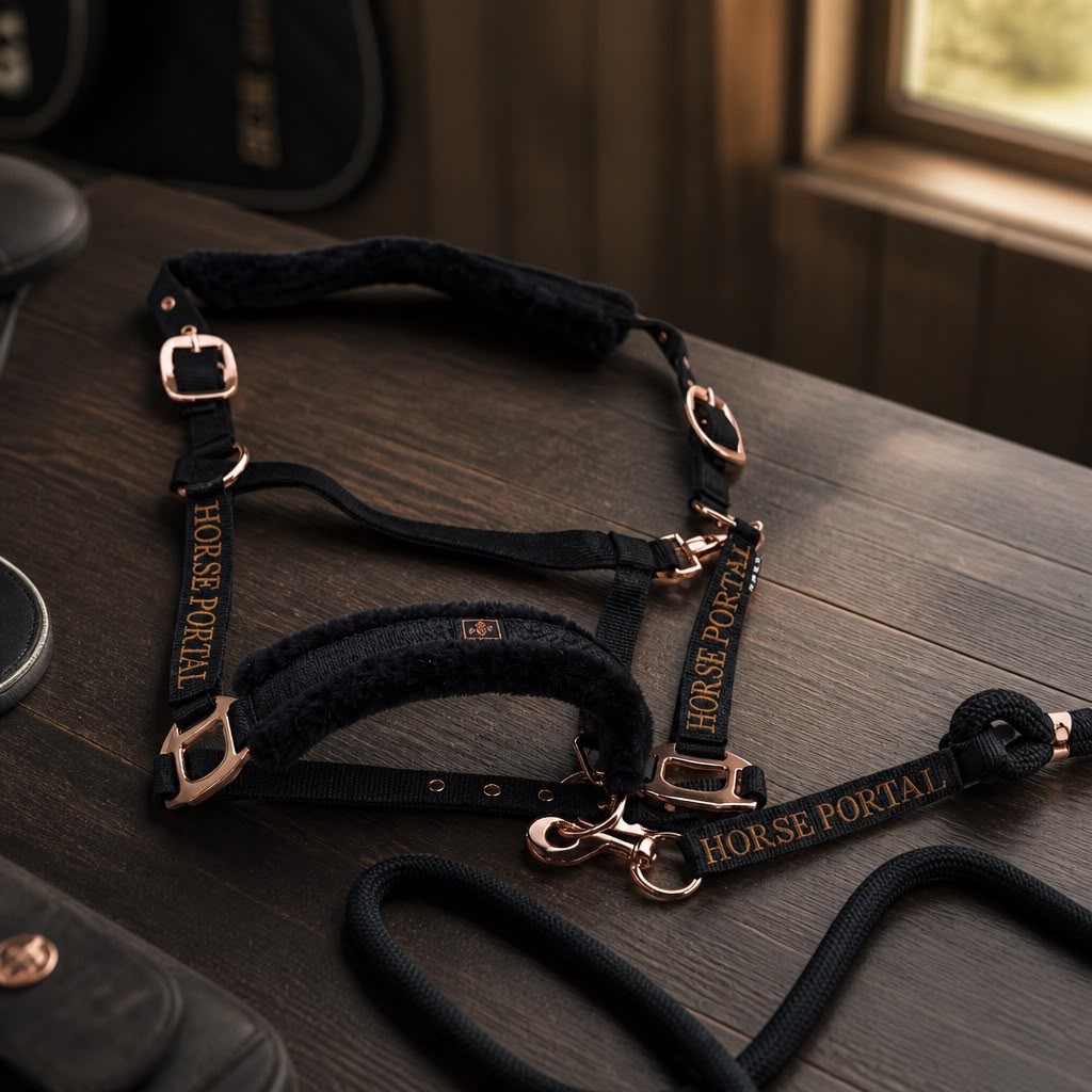 Mink Halter Black/Bronze Buckle