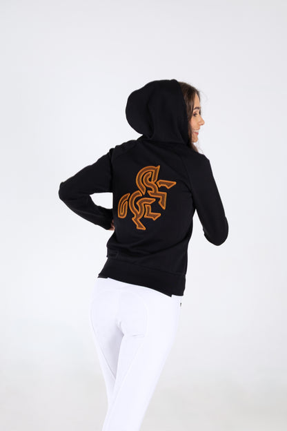 Women's Black Full Zip Sweatshirt Bronze Logo