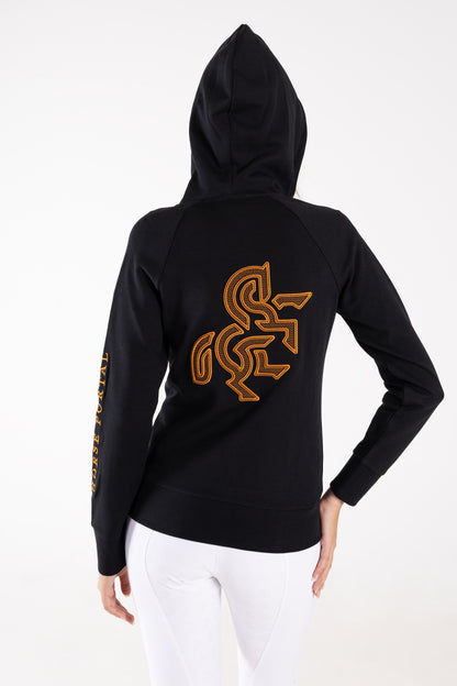 Women's Black Full Zip Sweatshirt Bronze Logo
