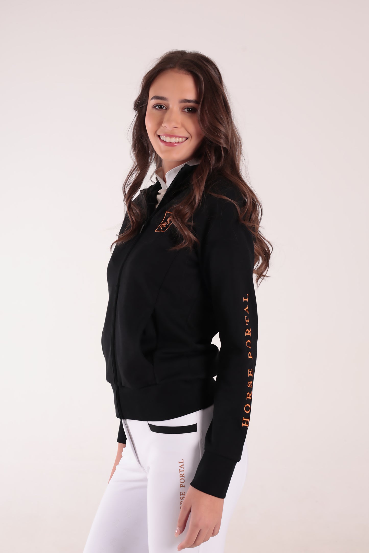Women's Black Full Zip Sweatshirt Dark Logo