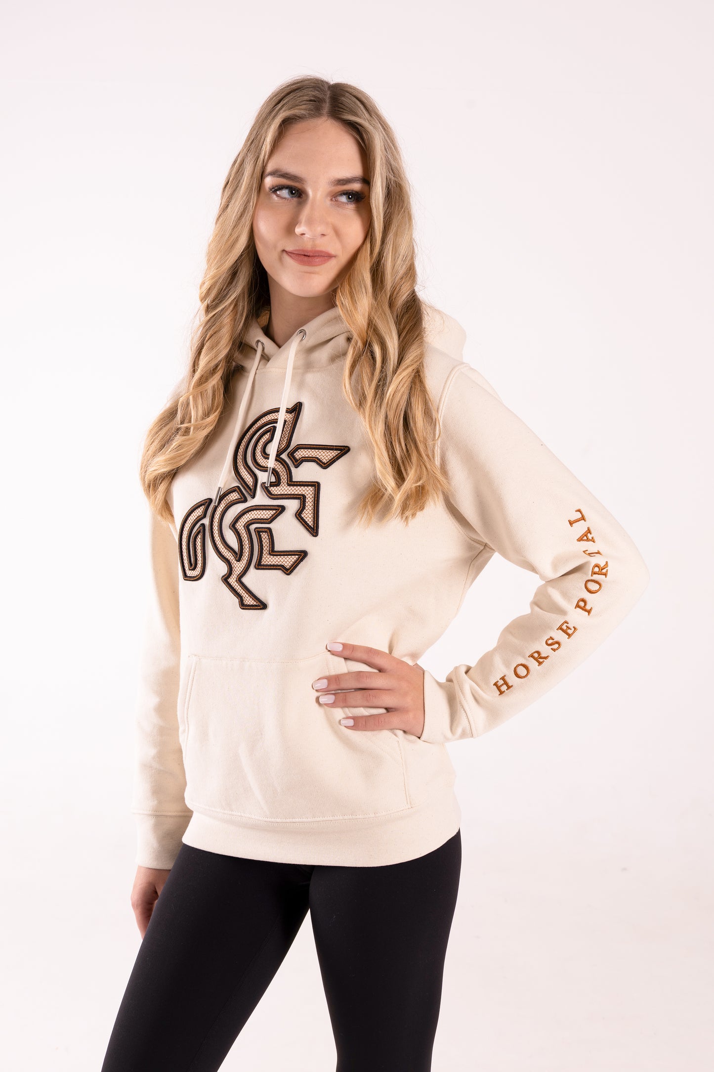 Women's Ivory Hoodie Dark Logo