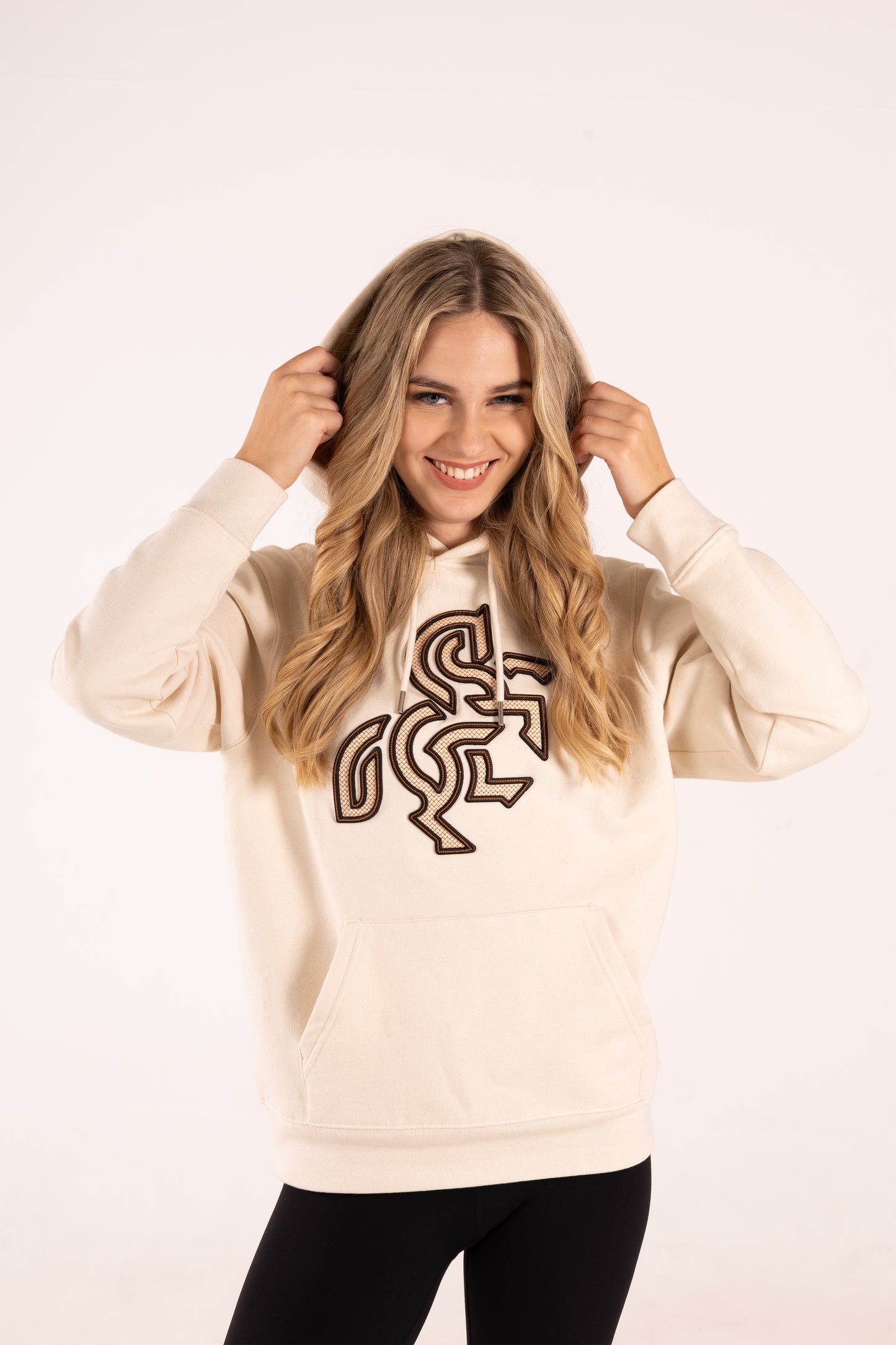 Women's Ivory Hoodie Dark Logo