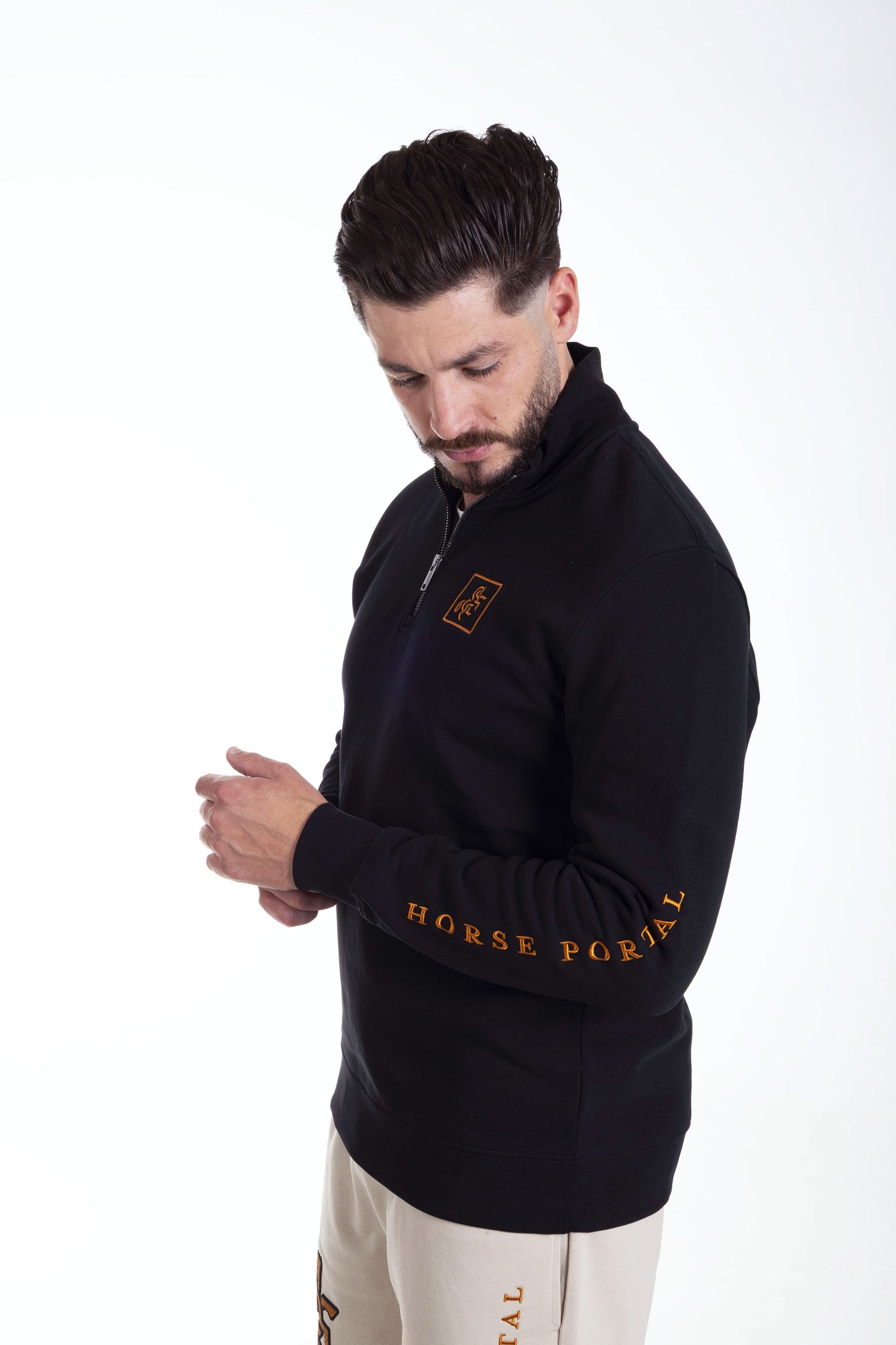 Men's Black Sweatshirt Bronze Logo