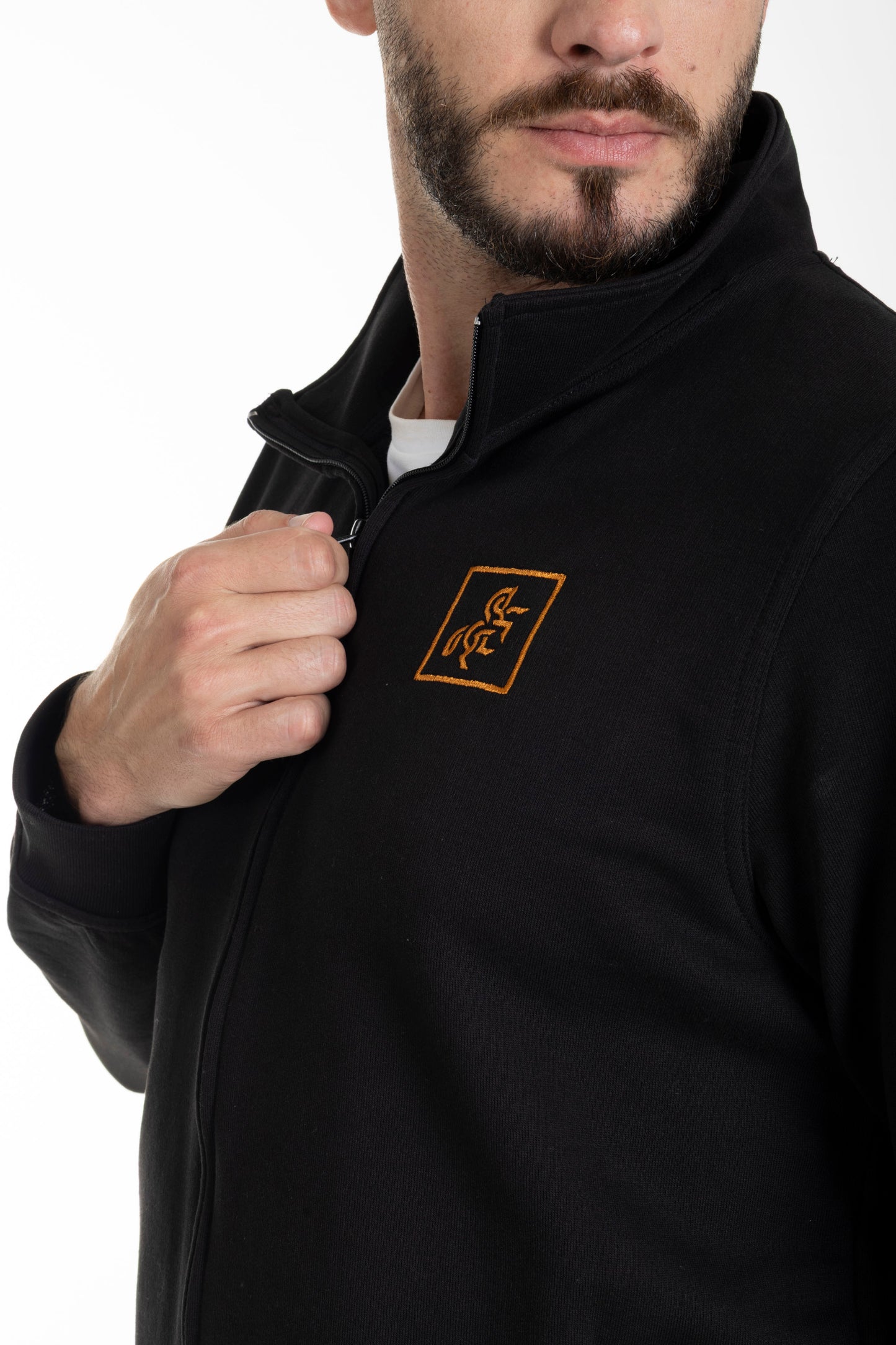 Men's Black Full zip Sweatshirt Bronze Logo