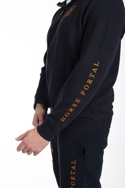 Men's Black Full zip Sweatshirt Bronze Logo