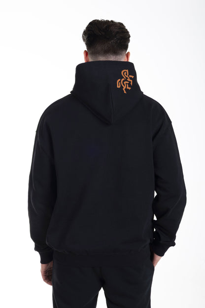 Men's Black Hoodie Bronze Logo
