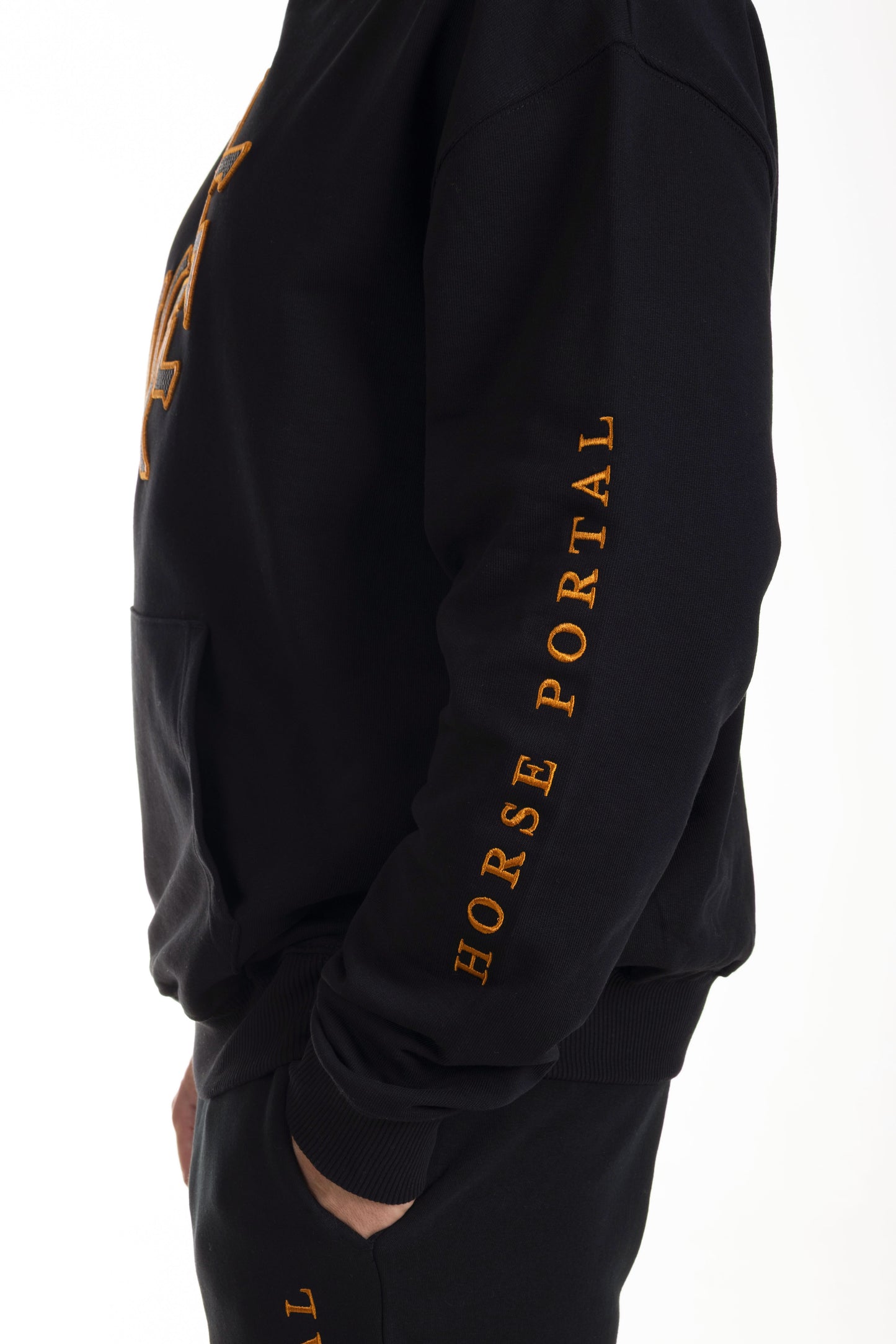 Men's Black Hoodie Bronze Logo