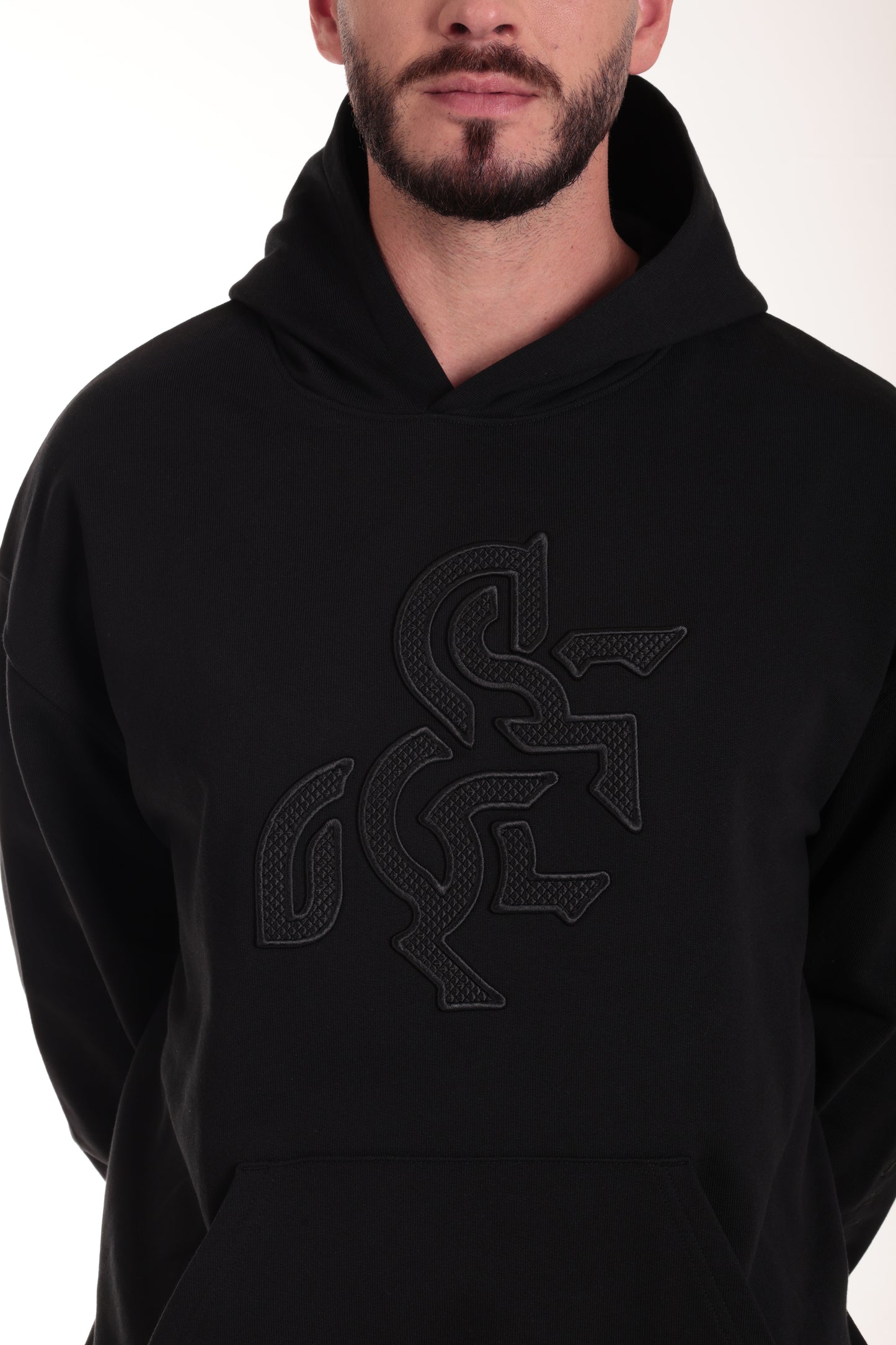 Men's Black Hoodie Black Logo