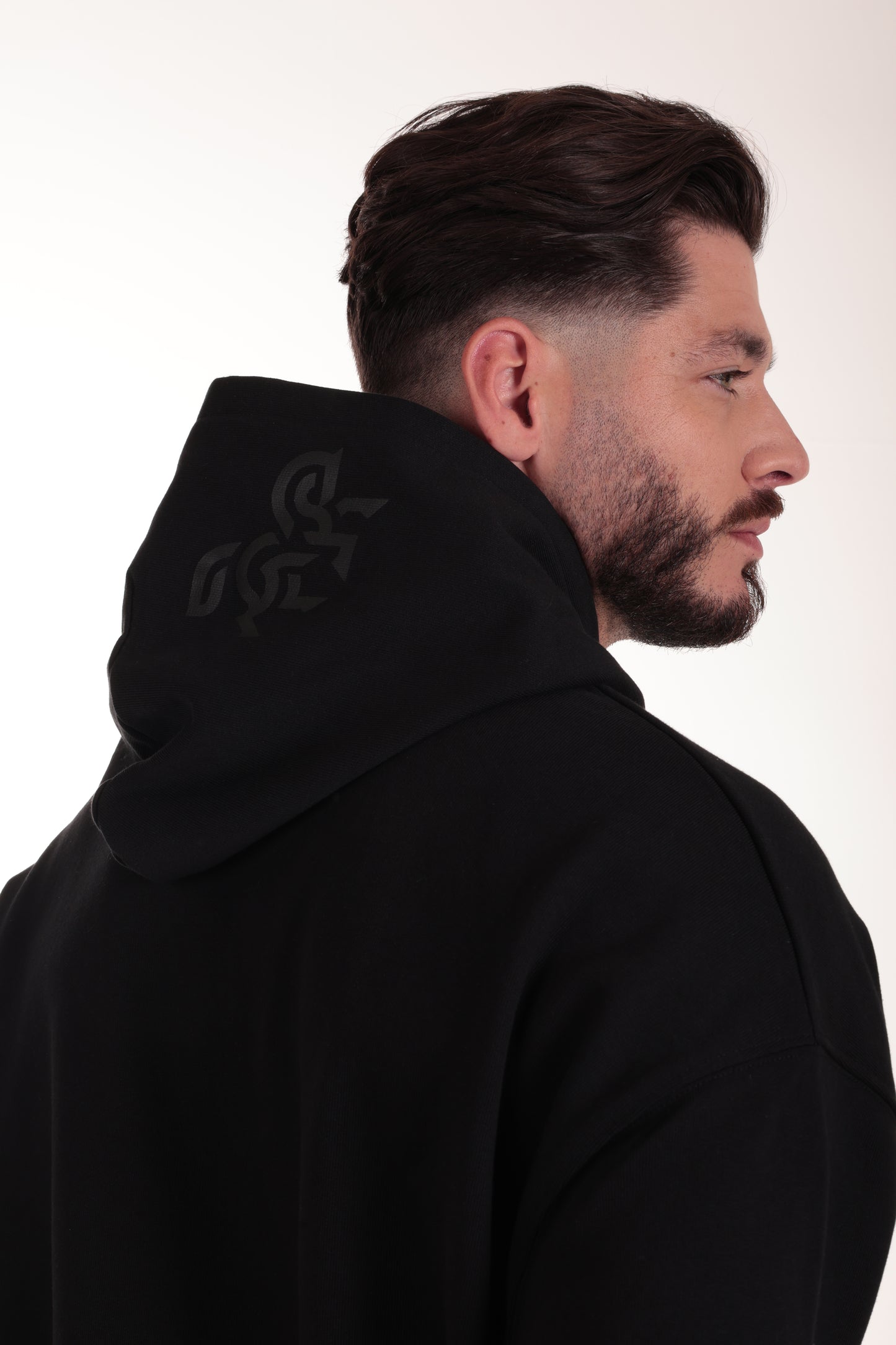 Men's Black Hoodie Black Logo