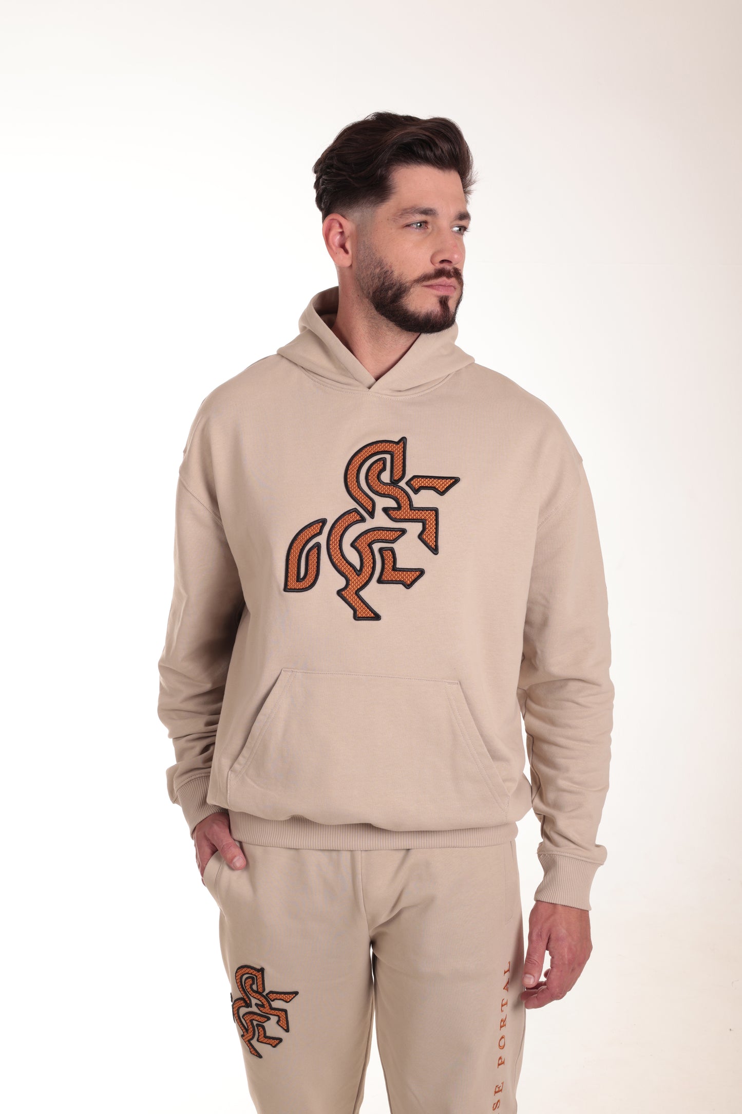 Men's Ivory Hoodie Bronze Logo