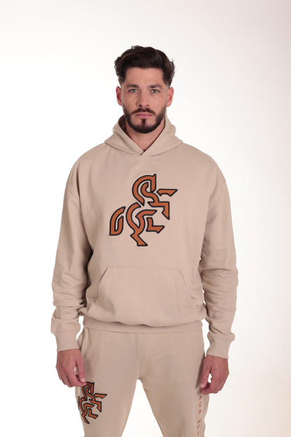 Men's Ivory Hoodie Bronze Logo