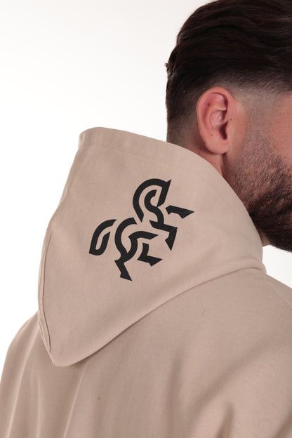 Men's Ivory Hoodie Black Logo