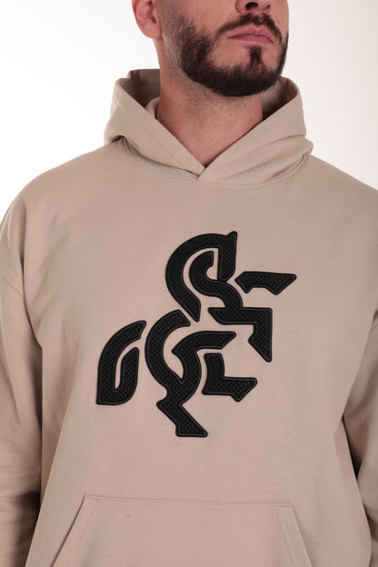 Men's Ivory Hoodie Black Logo