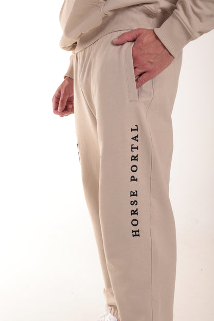 Men's Ivory Sweatpants Black Logo