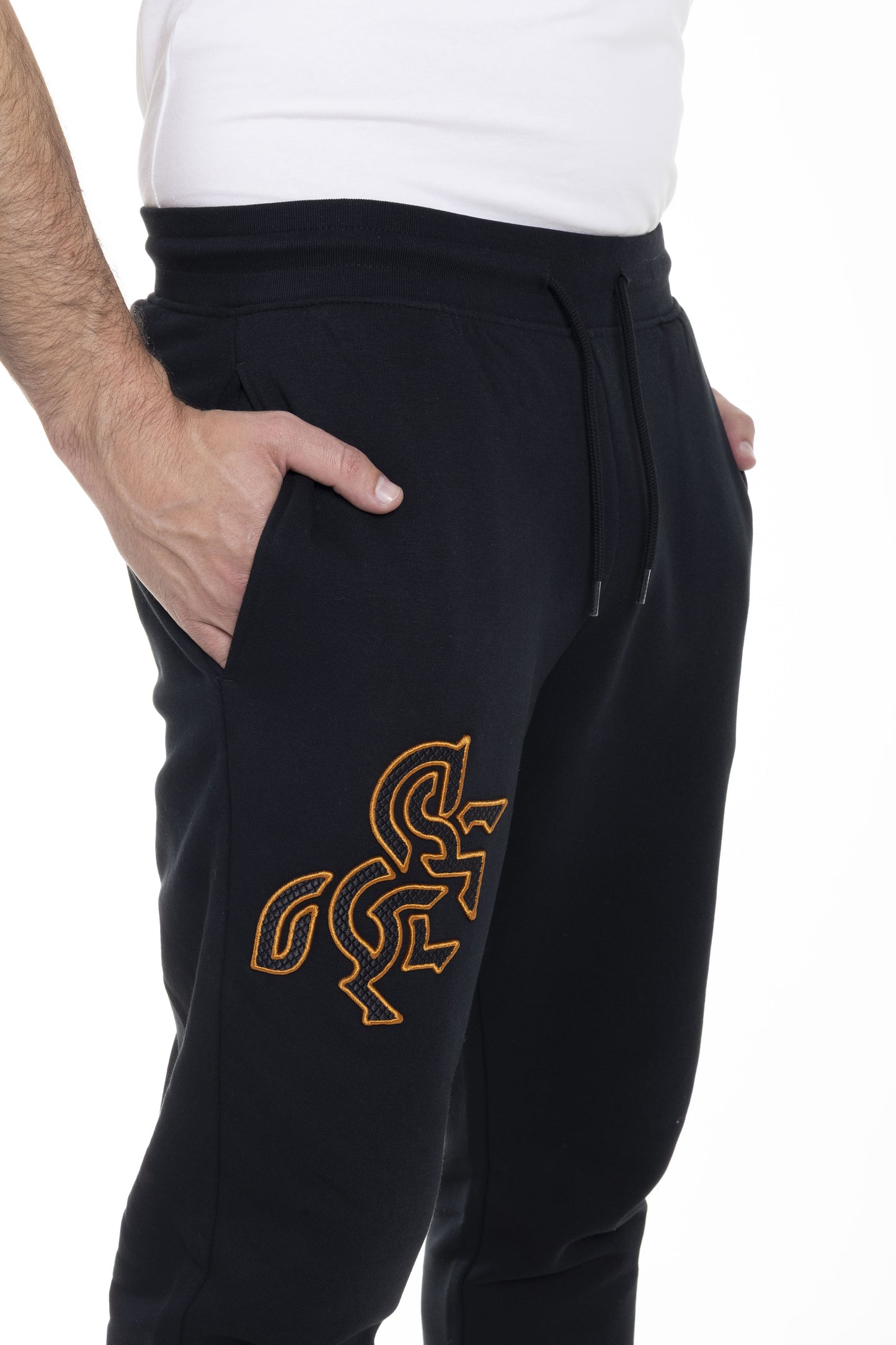 Men's Black Sweatpants Bronze Logo