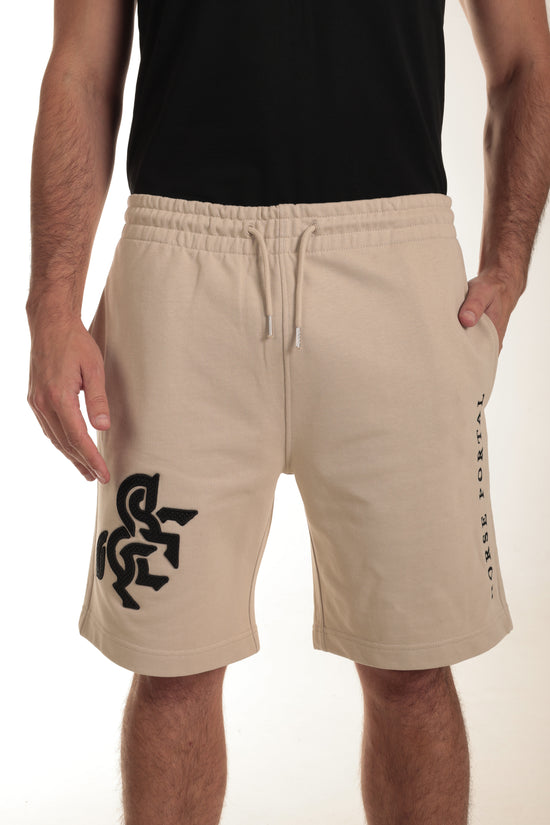 Men's Ivory Shorts Black Logo
