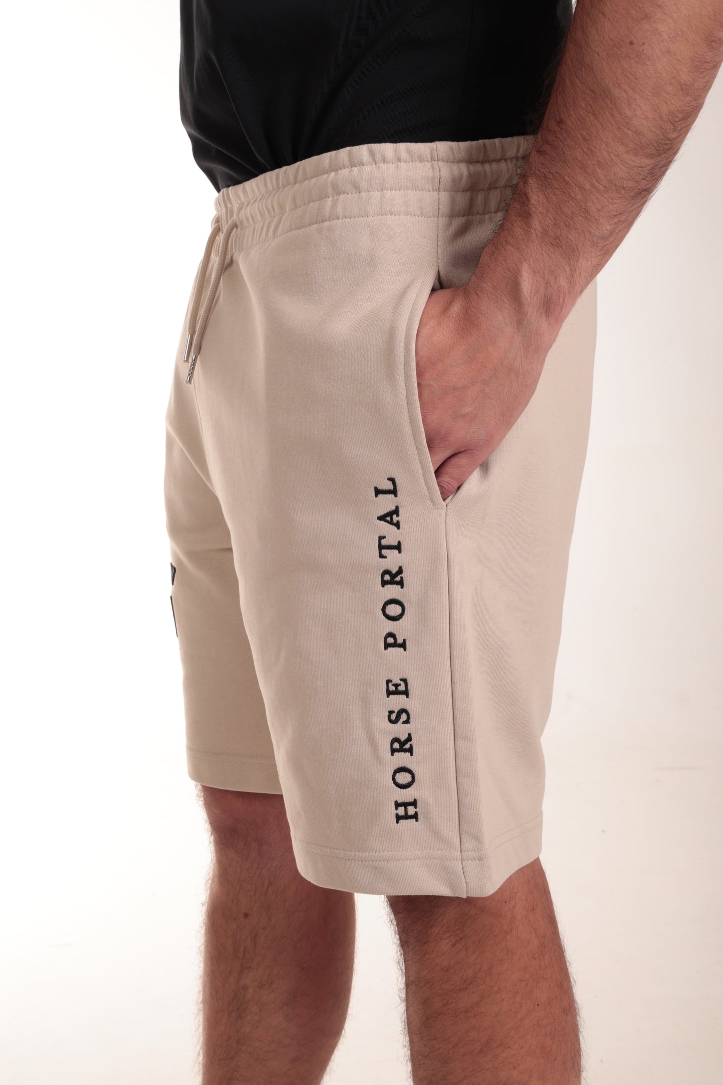 Men's Ivory Shorts Black Logo