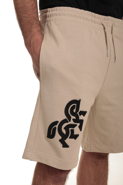 Men's Ivory Shorts Black Logo