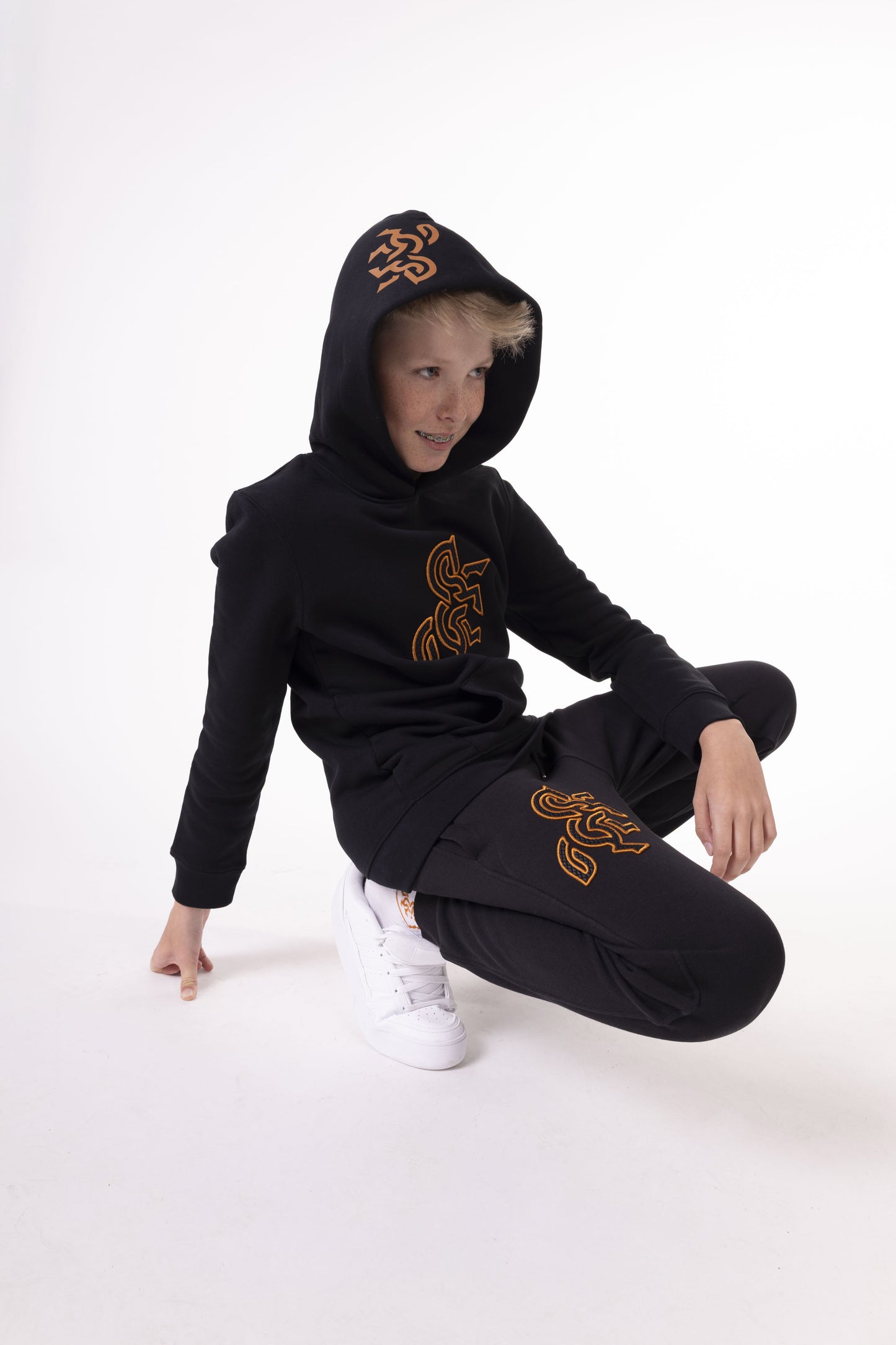 Boys' Black Hoodie Bronze Logo