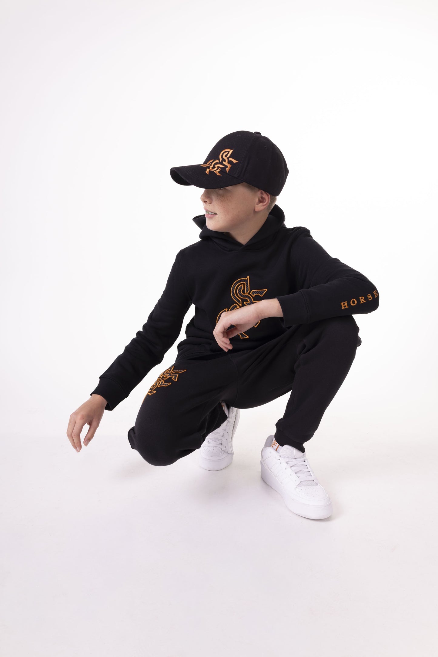 Boys' Black Hoodie Bronze Logo
