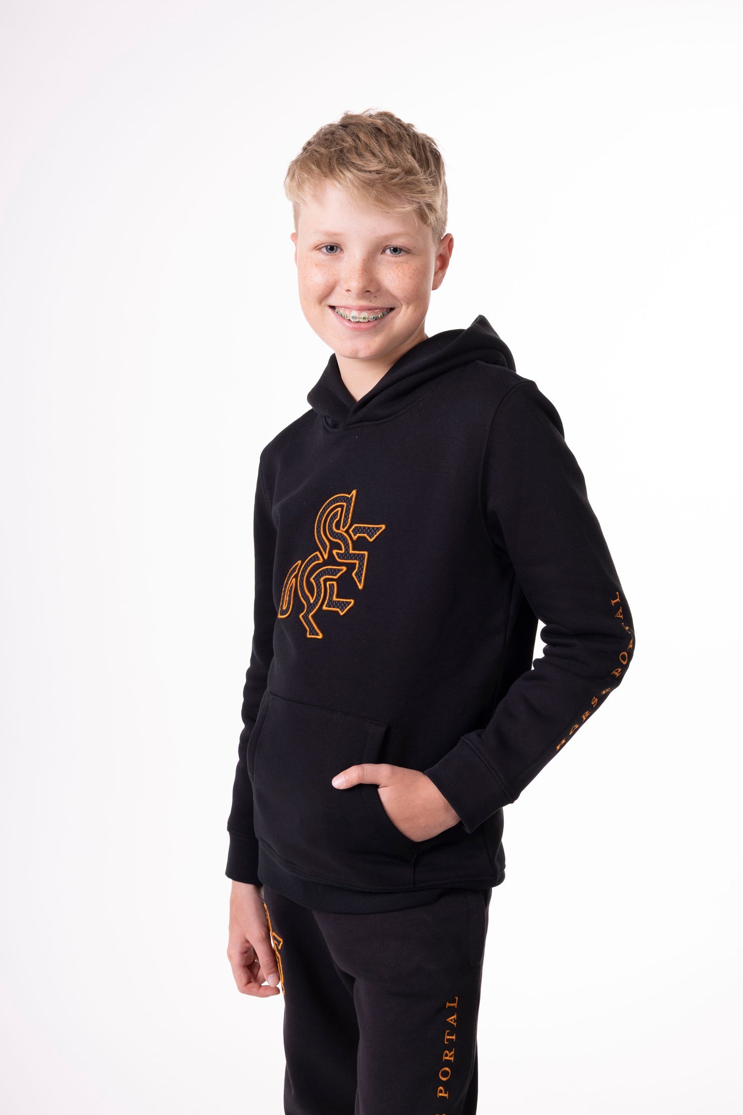 Boys' Black Hoodie Bronze Logo