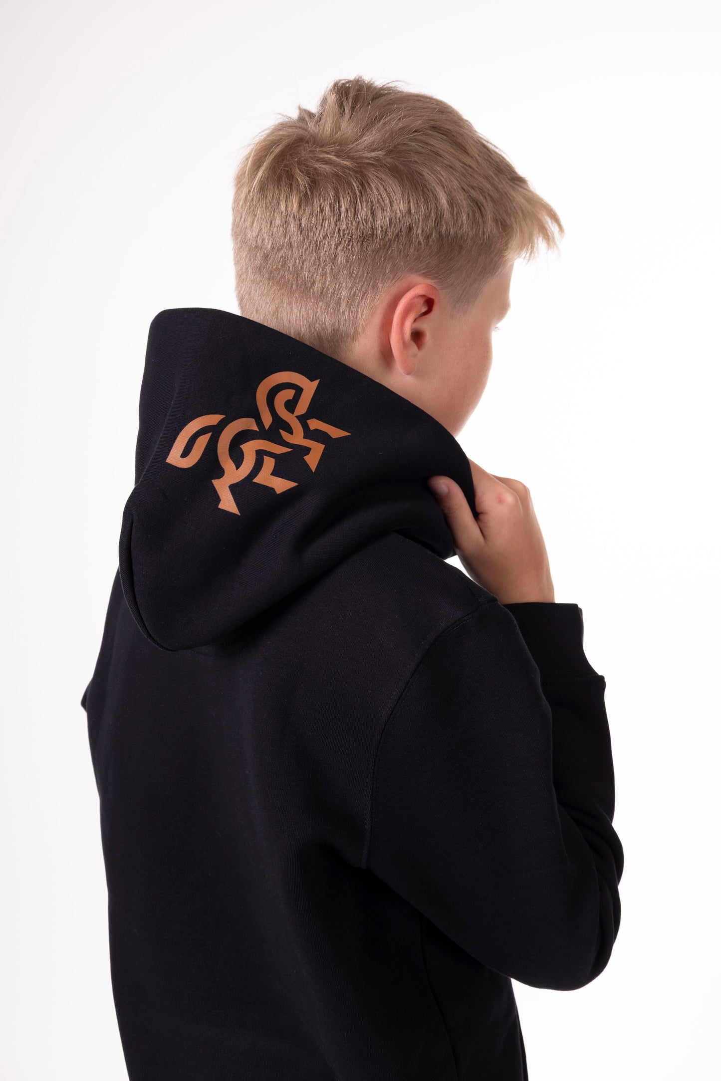 Boys' Black Hoodie Bronze Logo