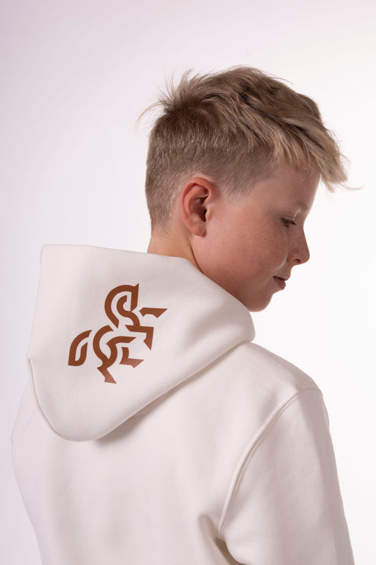 Boys' Ivory Hoodie Bronze Logo