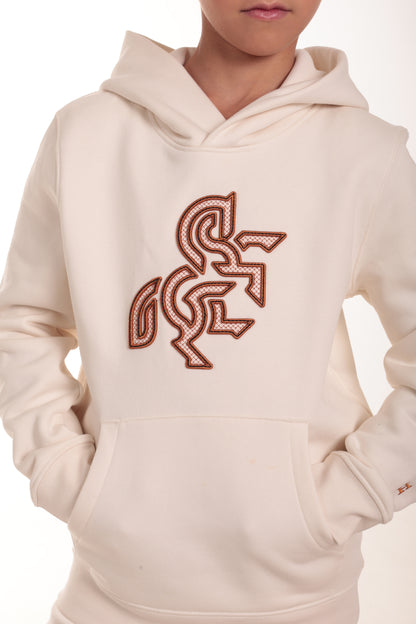 Girls' Ivory Hoodie Bronze Logo