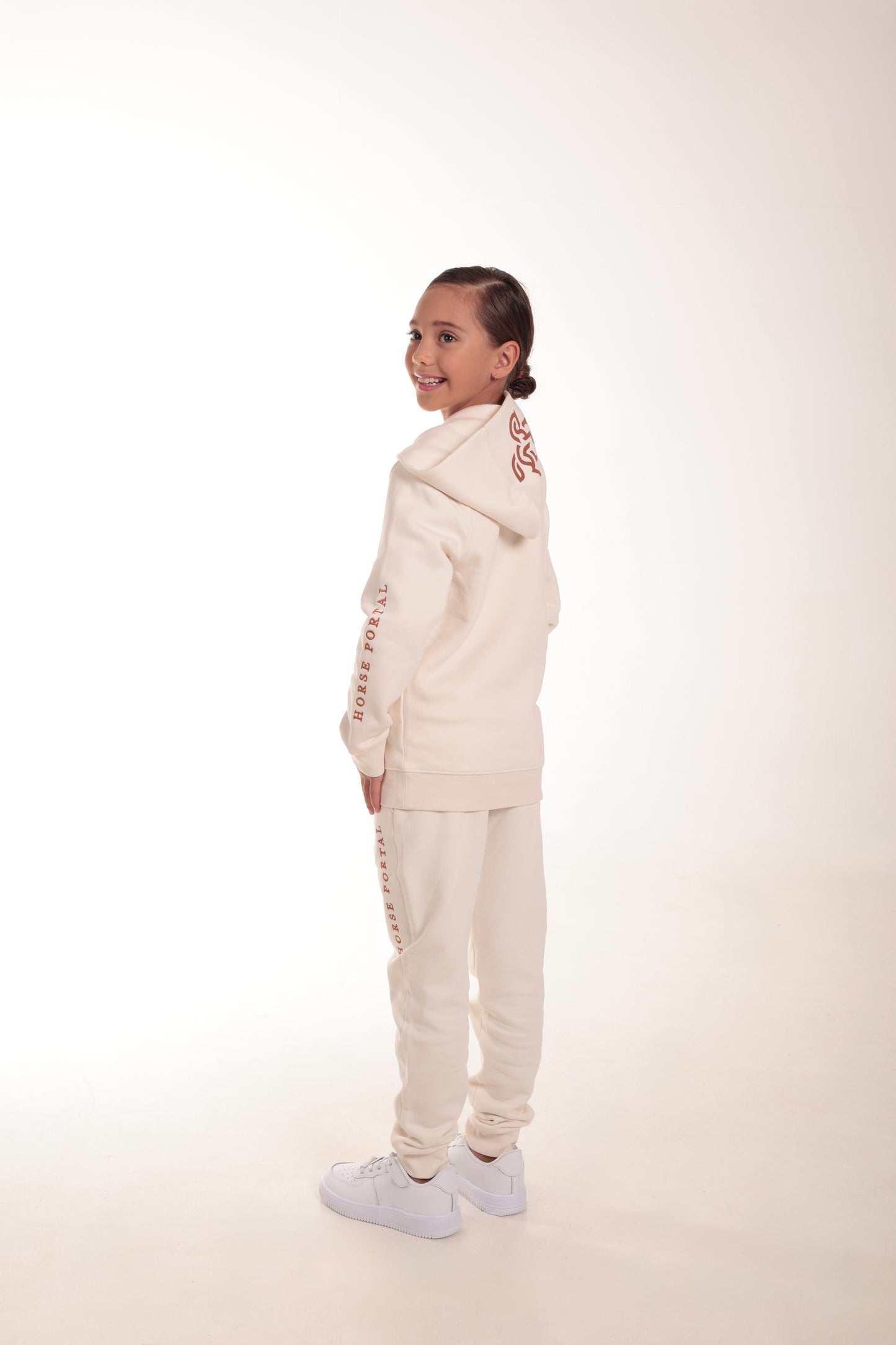 Girls' Ivory Hoodie Bronze Logo