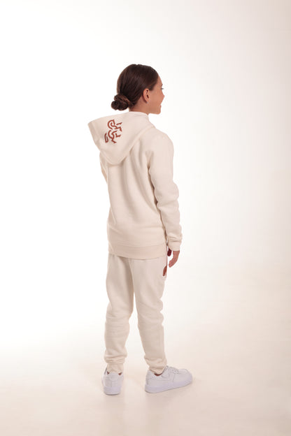 Girls' Ivory Hoodie Bronze Logo
