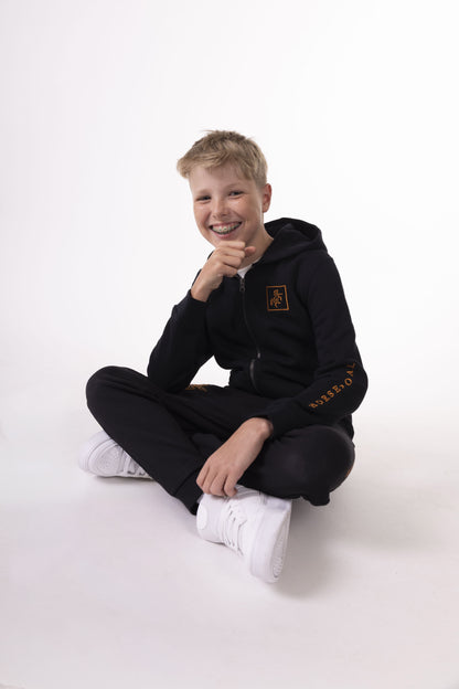 Boys' Black Full Zip Sweatshirt Bronze Logo