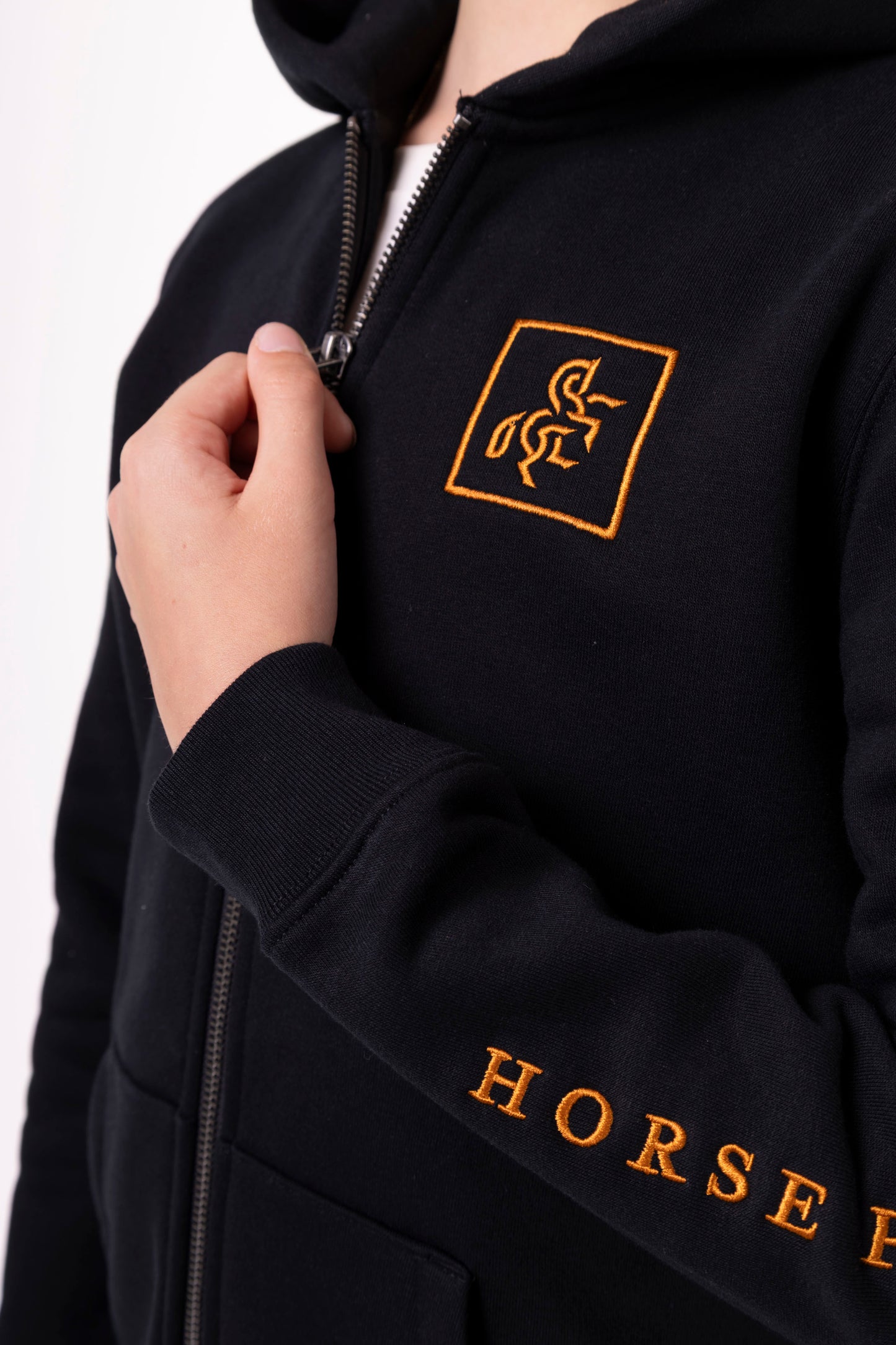 Boys' Black Full Zip Sweatshirt Bronze Logo