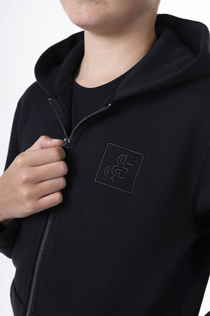 Boys' Black Full Zip Sweatshirt Black Logo
