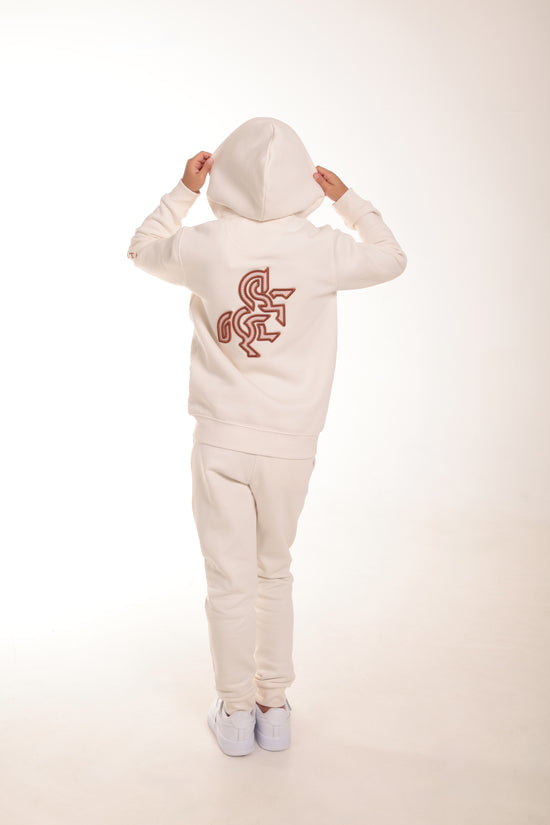 Girls' Ivory Full Zip Sweatshirt Bronze Logo