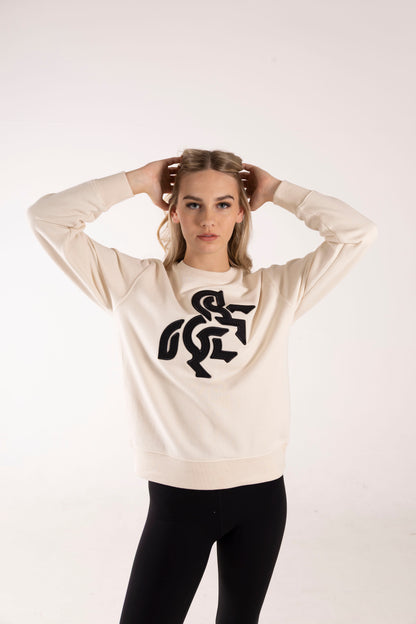 Women's Ivory Sweatshirt - Black Logo