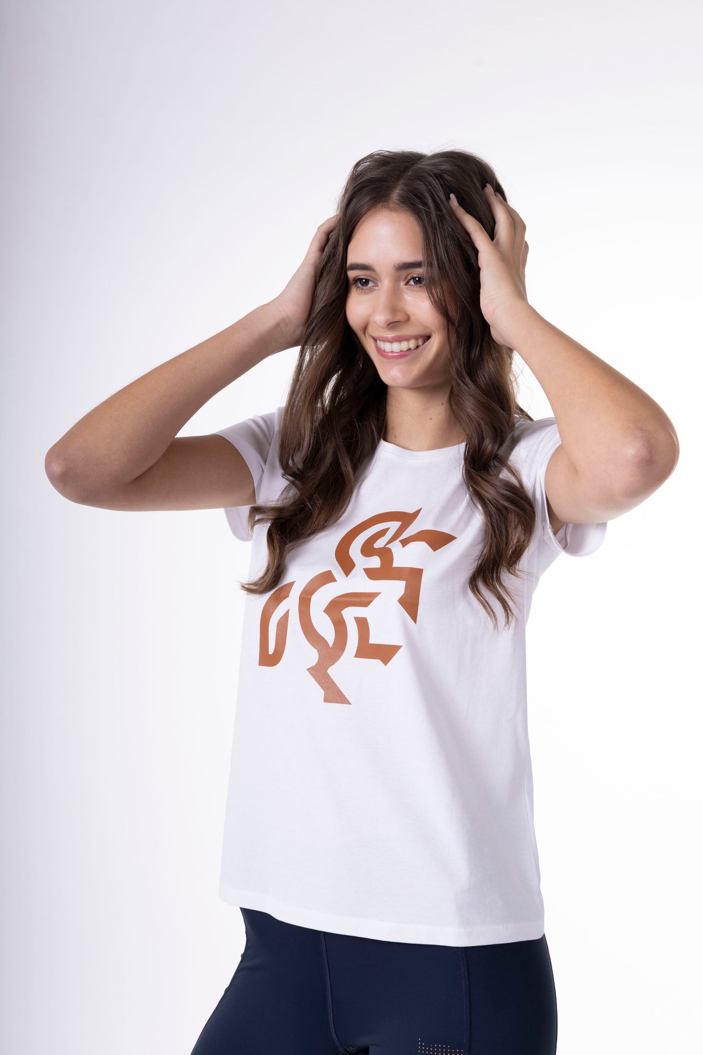 Women's White T-Shirt - Bronze Logo